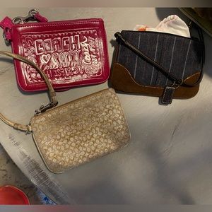 3 vintage coach wristlets
